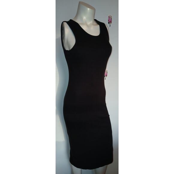 Marine Layer Medium Micro Ribbed Knit Column Dress Black Sleeveless Bodycon - Picture 1 of 5